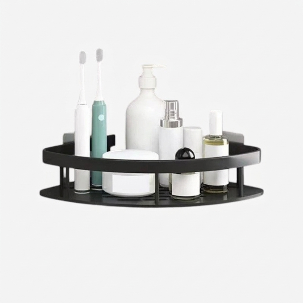 Corner Shower Shelf – wall mounted, guard rail, single or double tier