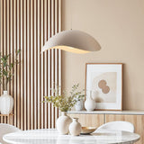 Wave Pendant Light – organic metal shade, sand taupe, adjustable cord