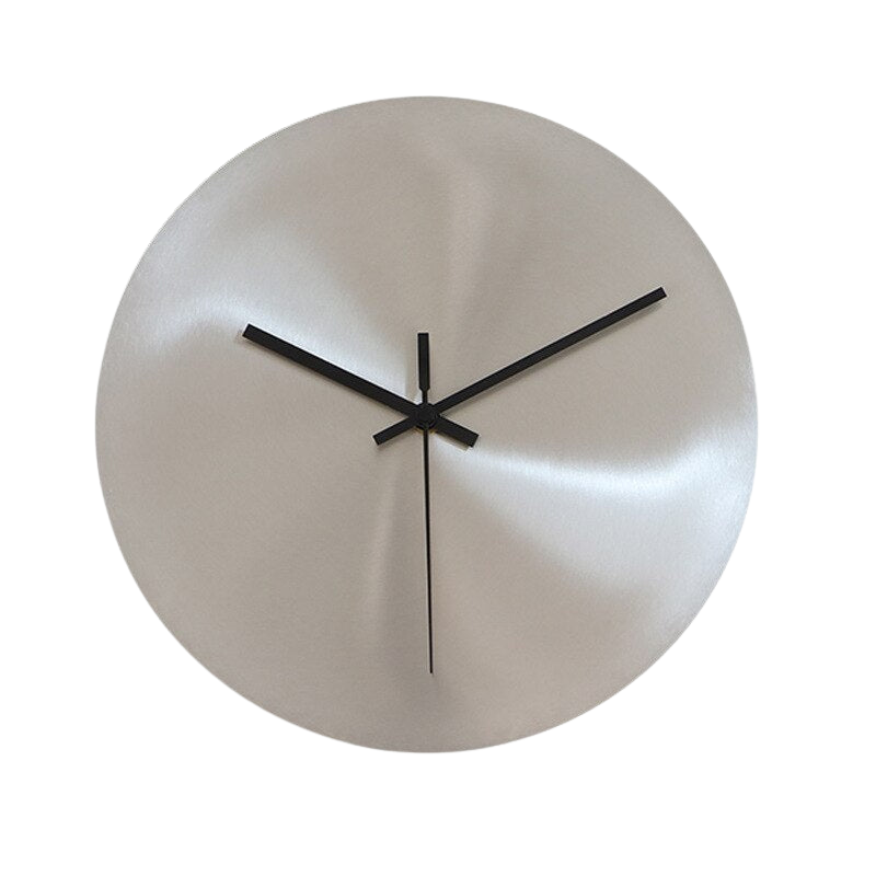 Brushed Steel Wall Clock – silent movement, no numerals, two sizes