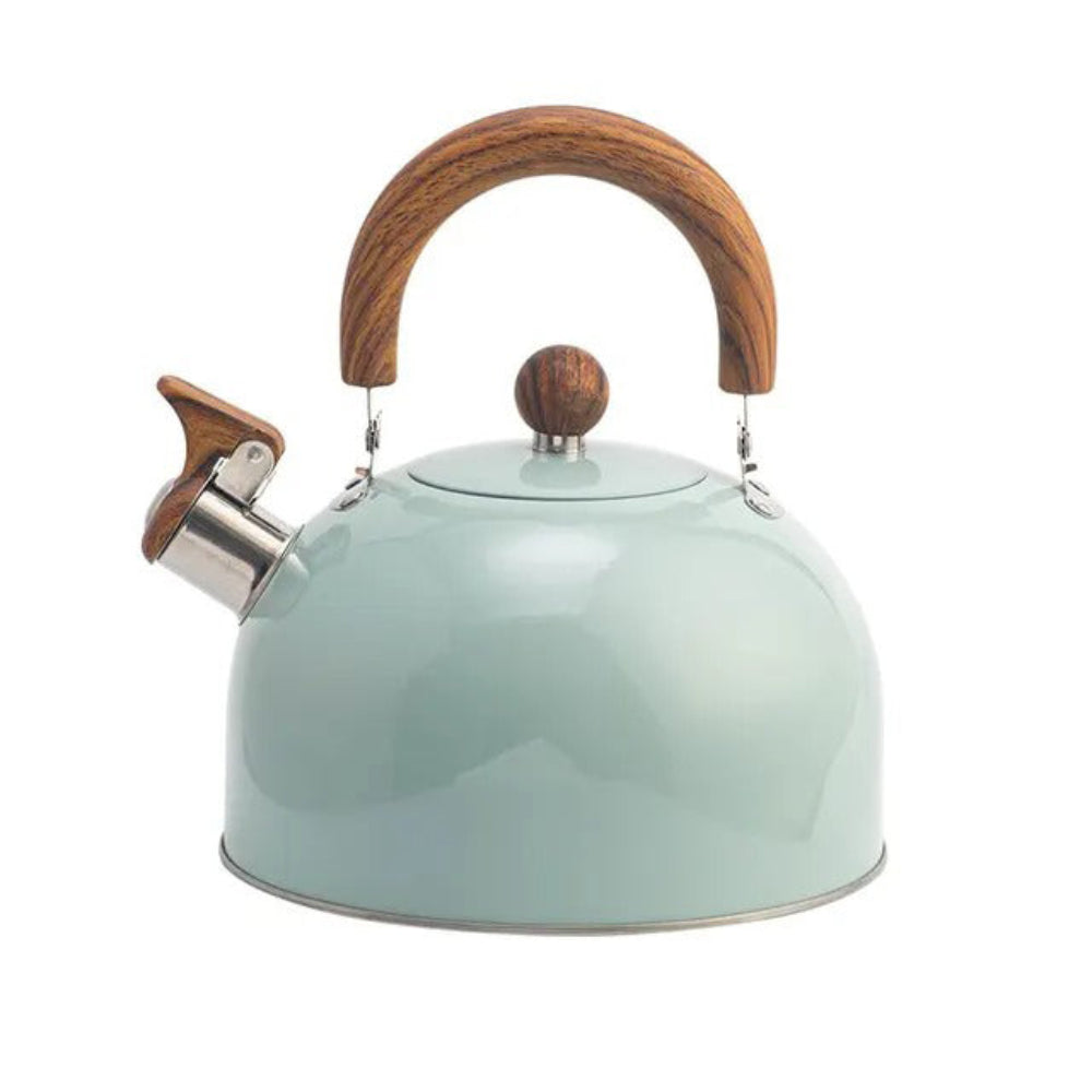 Whistling Stove Top Kettle – stainless steel, wood-effect handle, induction