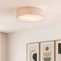 Pleated Flush Ceiling Light – textured off-white shade, diffuser, two bulbs
