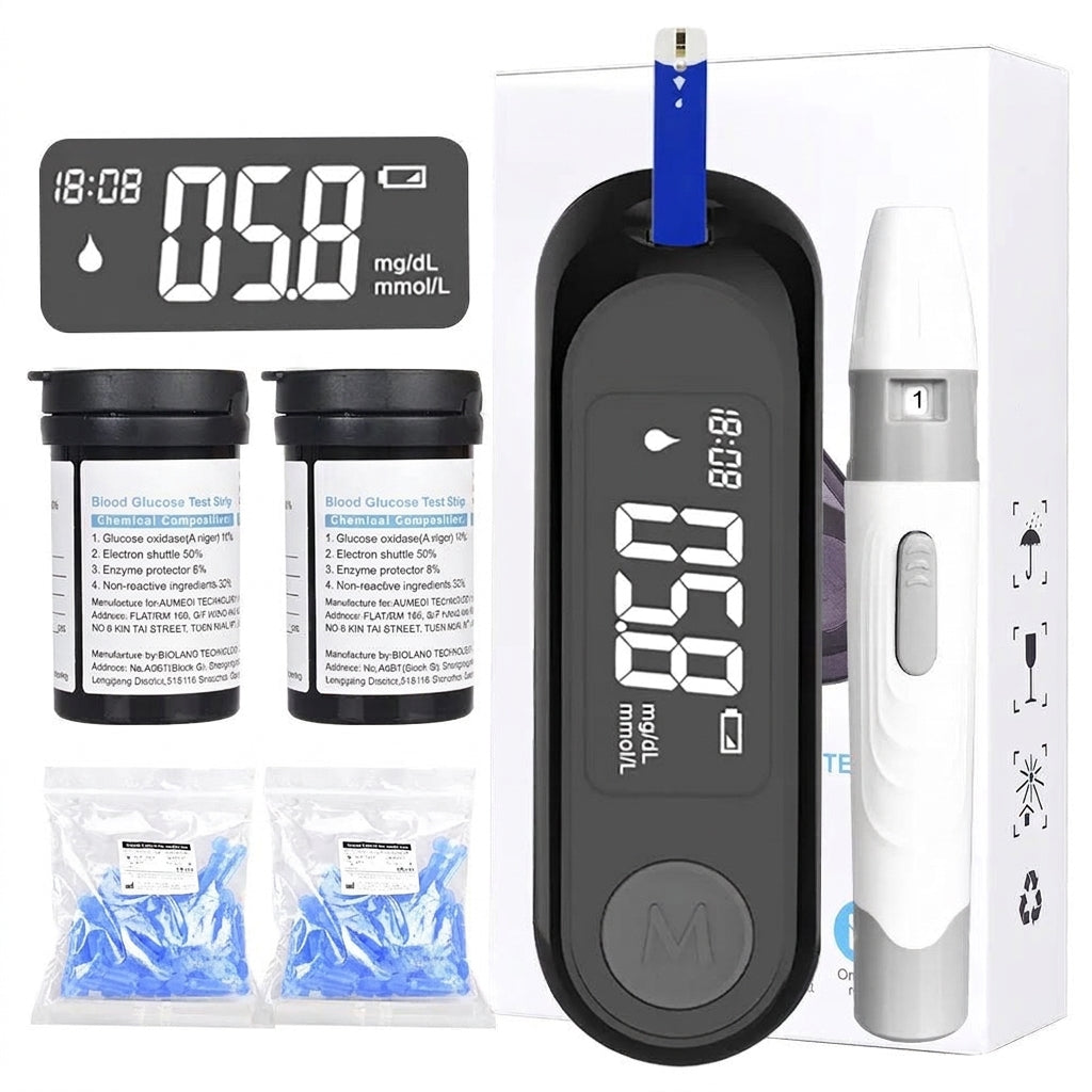 Blood Glucose Meter Kit – 50 Test Strips and Lancets, 7-Second Results