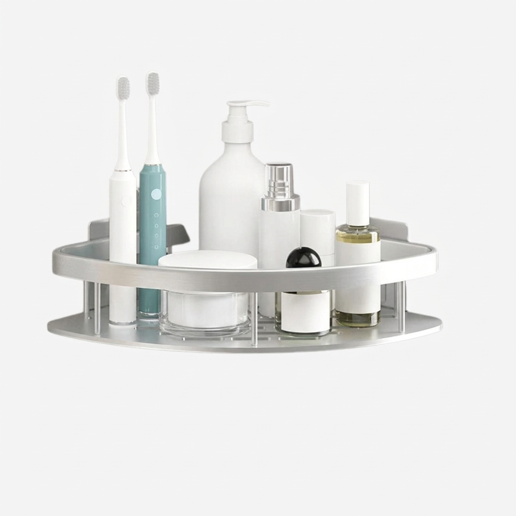 Corner Shower Shelf – wall mounted, guard rail, single or double tier