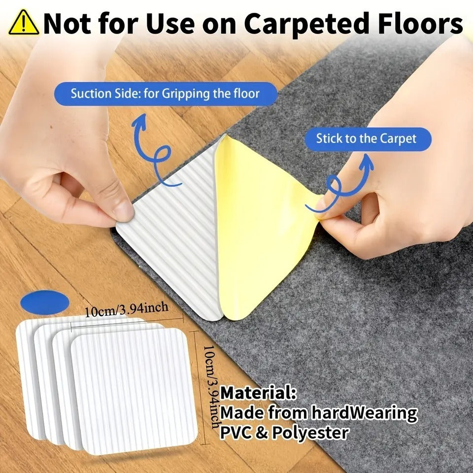 Anti-Slip Rug Grippers – set of 4, washable and reusable