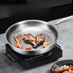 Stainless Steel Honeycomb Frying Pan – hammered non-stick surface, induction, hollow handle