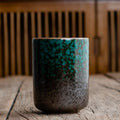 Japanese Ceramic Tea Cup – handleless, crackle glaze, tapered base