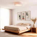 Pleated Flush Ceiling Light – textured off-white shade, diffuser, two bulbs
