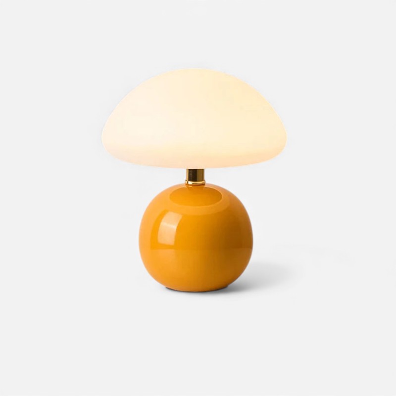 Mushroom Table Lamp – opal dome, glossy ball base, warm LED