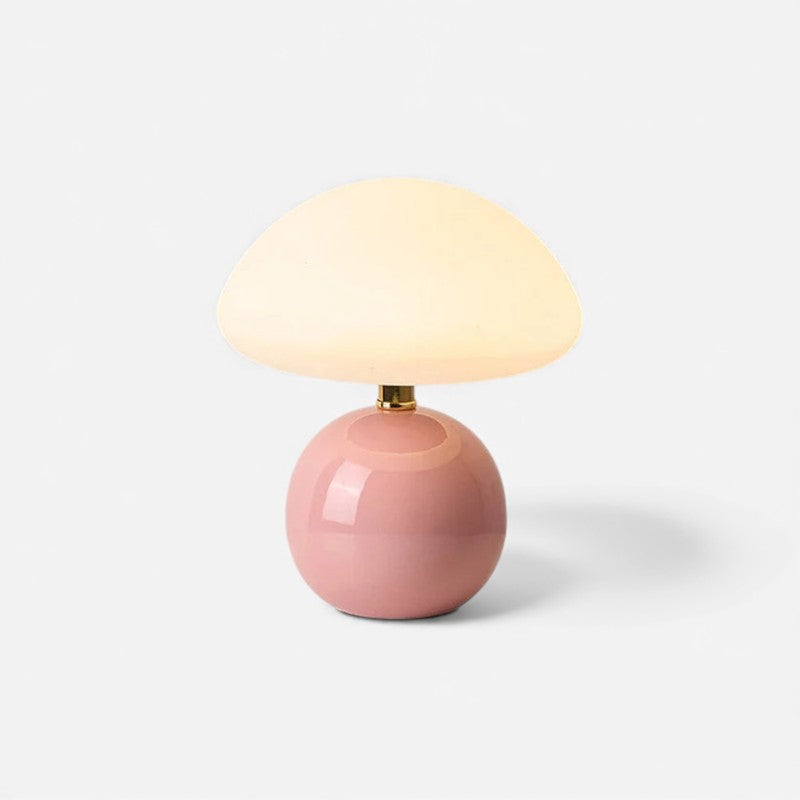 Mushroom Table Lamp – opal dome, glossy ball base, warm LED