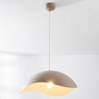 Wave Pendant Light – organic metal shade, sand taupe, adjustable cord