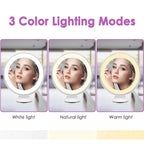 LED Makeup Mirror 10x – suction cup, three light colours
