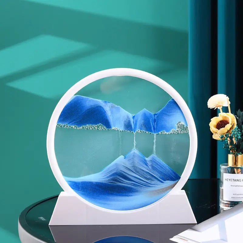 Moving Sand Art – round glass with deep sea landscape