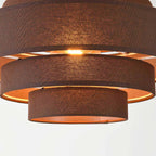 Tiered Fabric Ceiling Light – dark brown layered shade, low profile