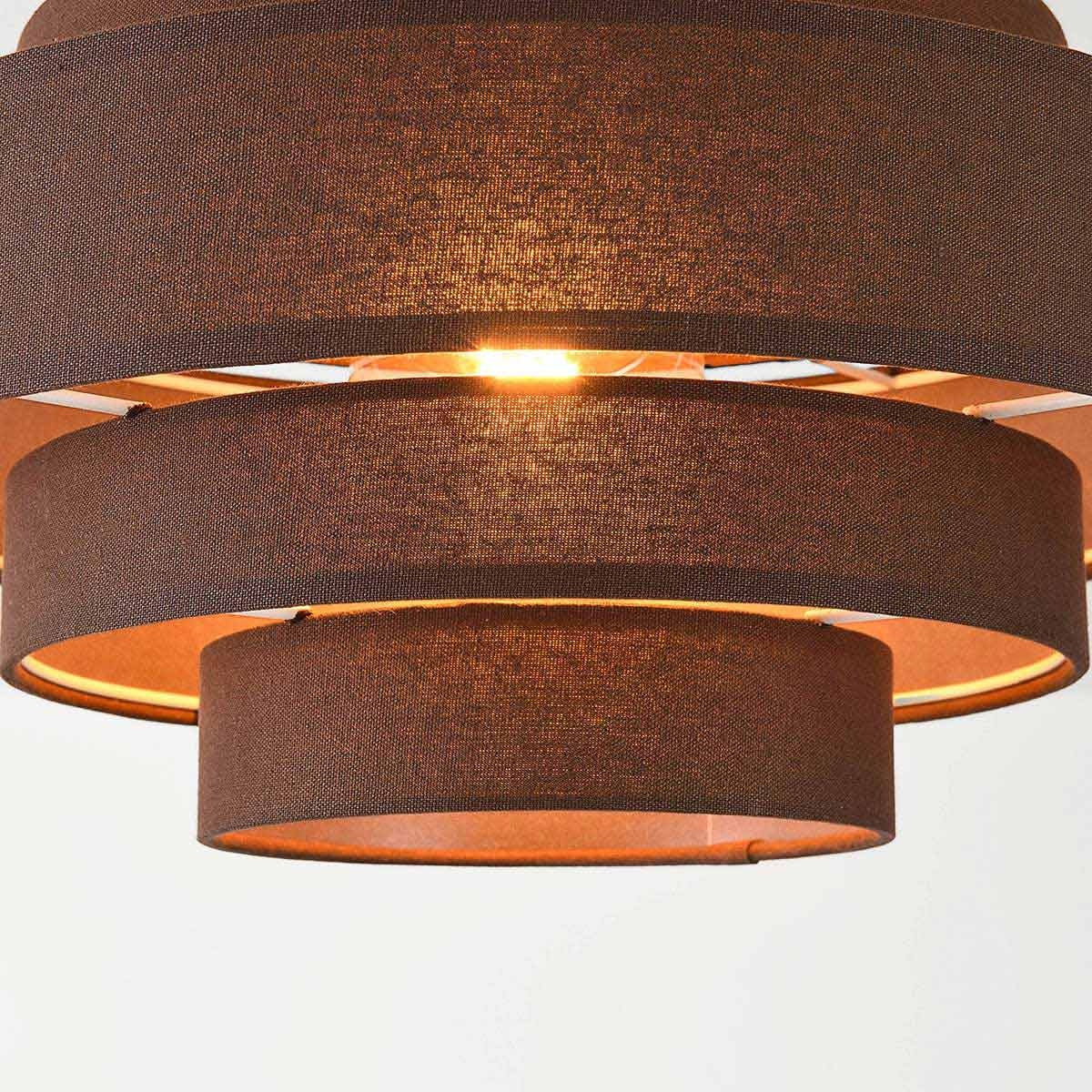 Tiered Fabric Ceiling Light – dark brown layered shade, low profile
