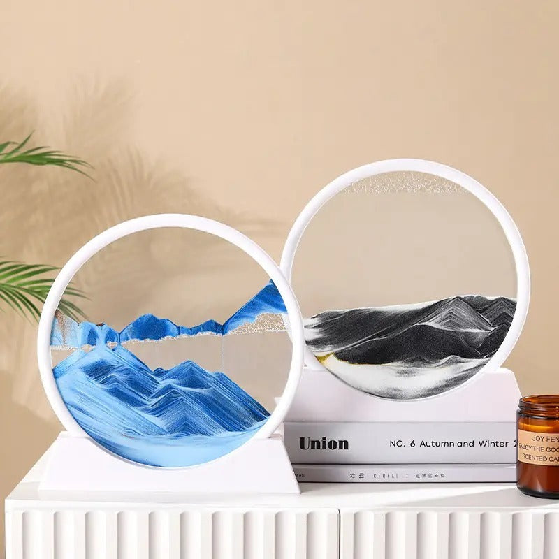 Moving Sand Art – round glass with deep sea landscape