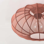 Round Mesh Ceiling Light – terracotta pink, sheer fabric panels, open base