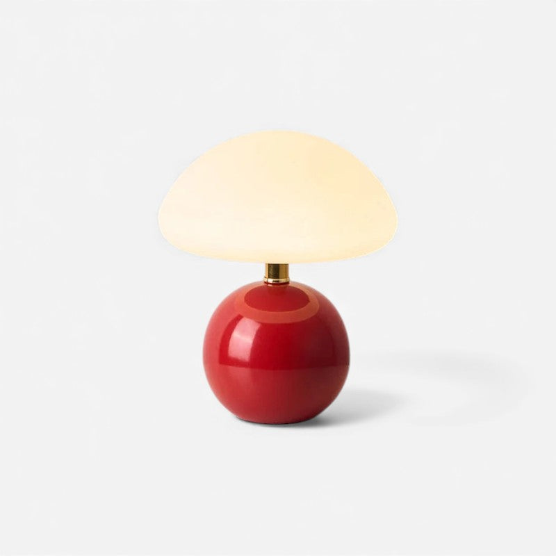 Mushroom Table Lamp – opal dome, glossy ball base, warm LED