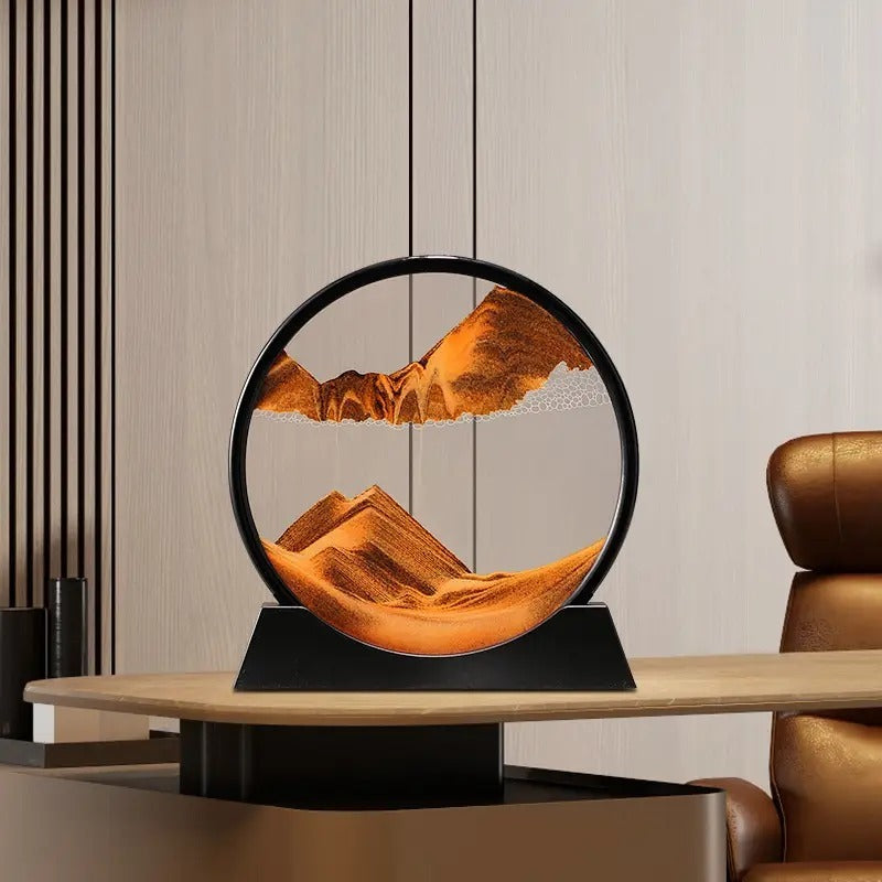 Moving Sand Art – round glass with deep sea landscape