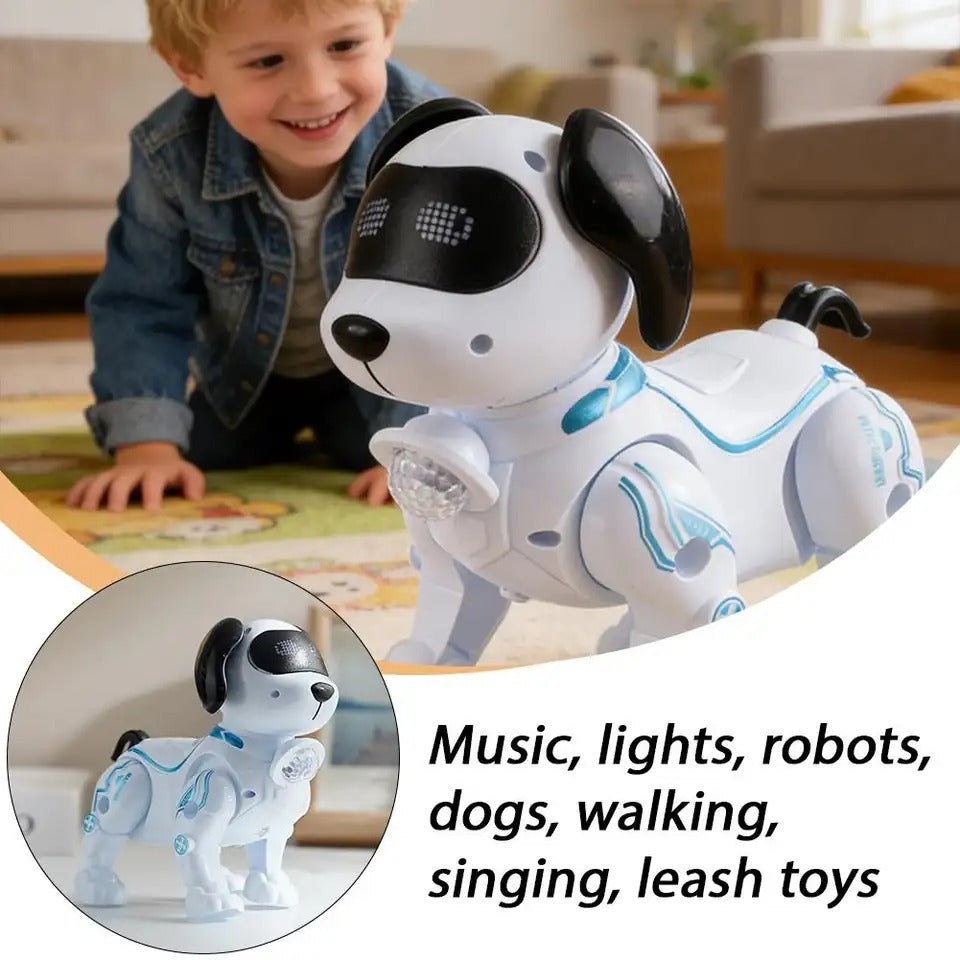 Robot Dog with Leash – walks, sings and dances, with lights