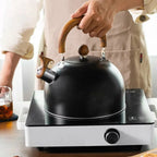 Whistling Stove Top Kettle – stainless steel, wood-effect handle, induction
