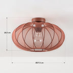 Round Mesh Ceiling Light – terracotta pink, sheer fabric panels, open base