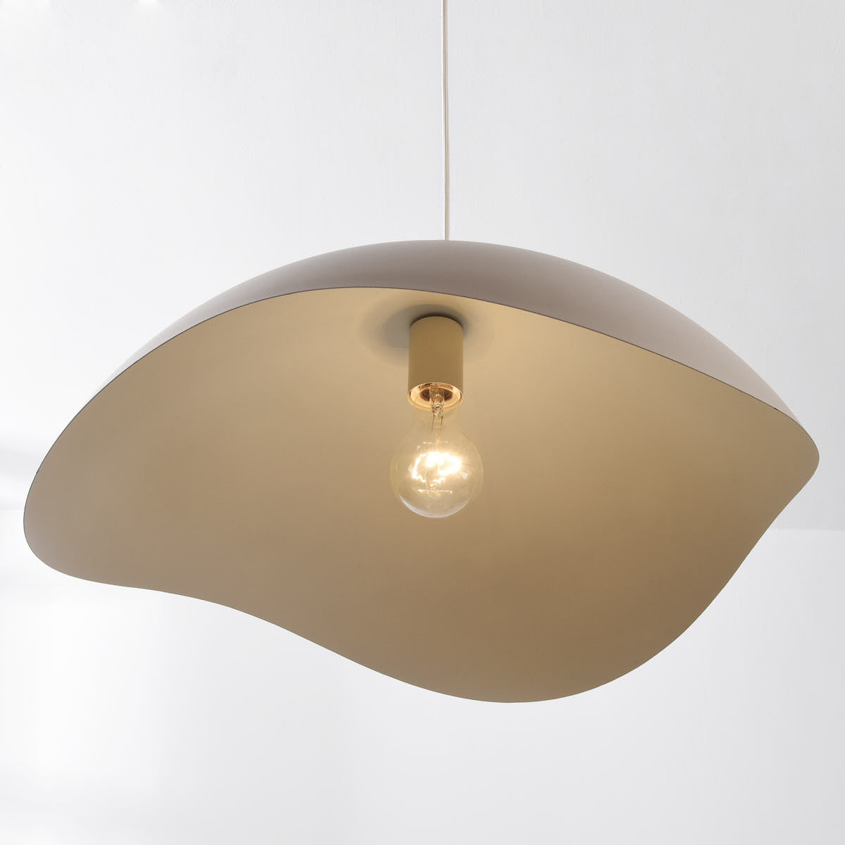 Wave Pendant Light – organic metal shade, sand taupe, adjustable cord