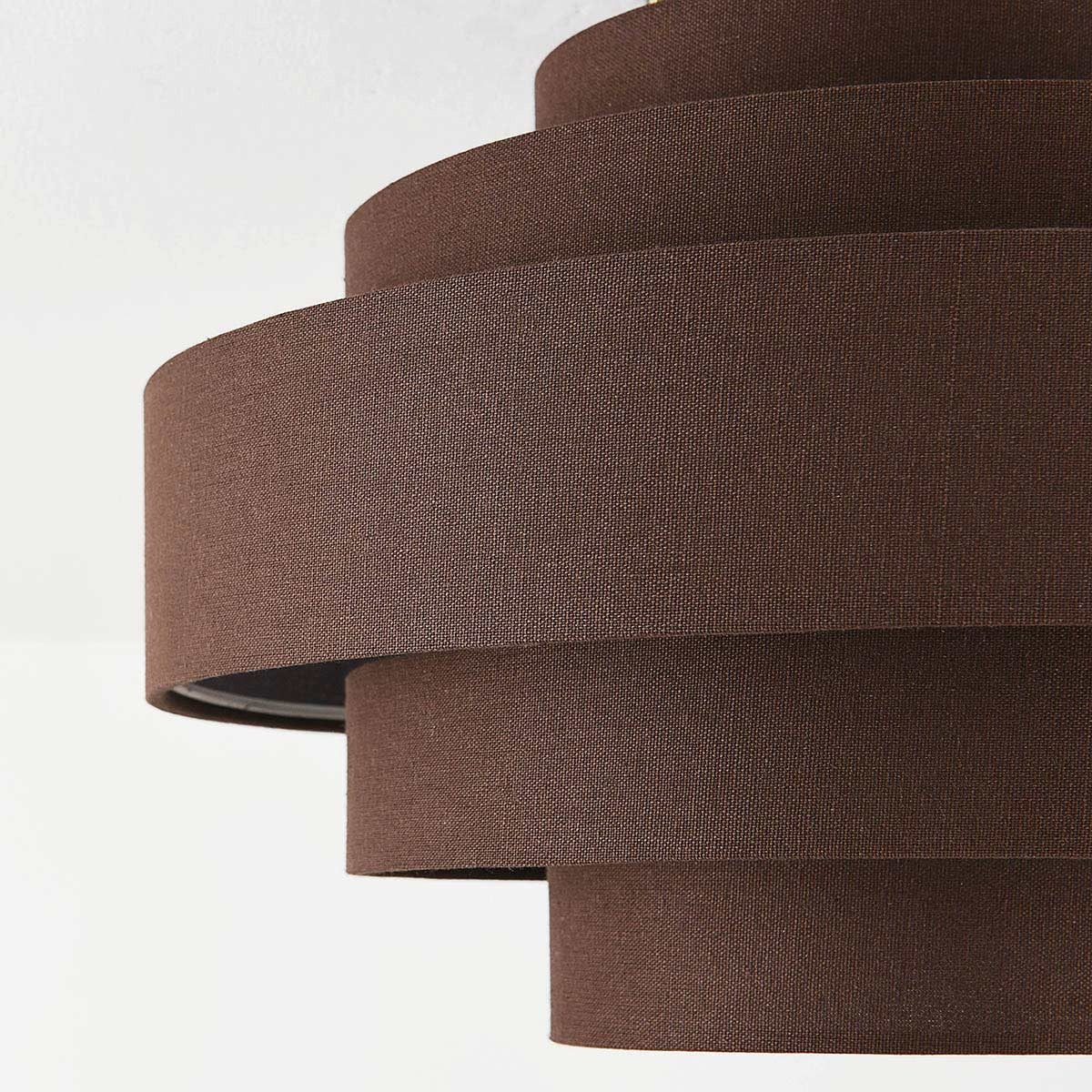 Tiered Fabric Ceiling Light – dark brown layered shade, low profile