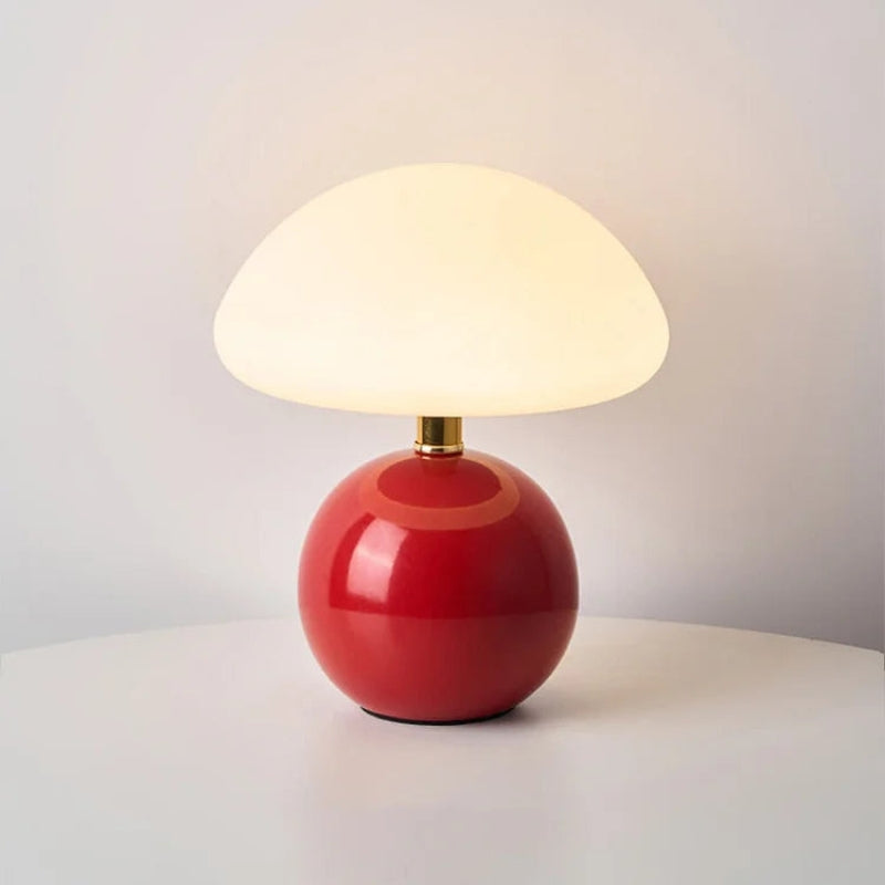 Mushroom Table Lamp – opal dome, glossy ball base, warm LED