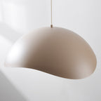 Wave Pendant Light – organic metal shade, sand taupe, adjustable cord