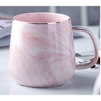 Marble Ceramic Coffee Mug – gold trim, glossy glaze, C-shaped handle