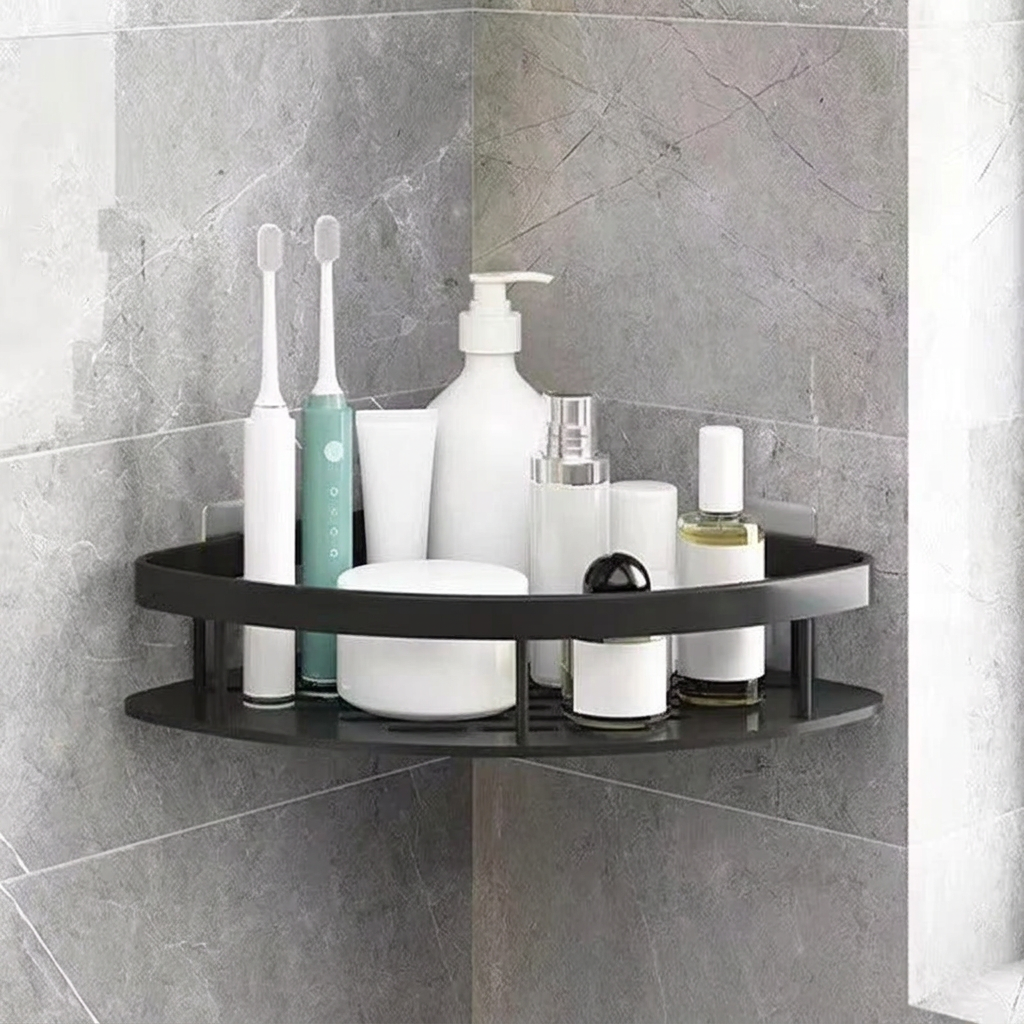 Corner Shower Shelf – wall mounted, guard rail, single or double tier