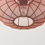 Round Mesh Ceiling Light – terracotta pink, sheer fabric panels, open base
