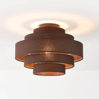 Tiered Fabric Ceiling Light – dark brown layered shade, low profile