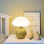 Mushroom Table Lamp – opal dome, glossy ball base, warm LED
