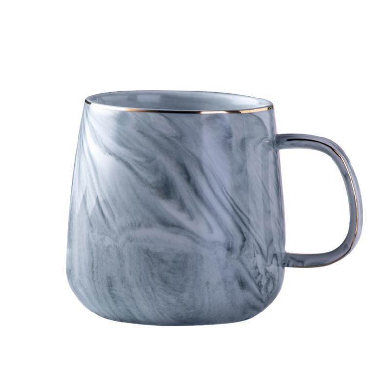 Marble Ceramic Coffee Mug – gold trim, glossy glaze, C-shaped handle
