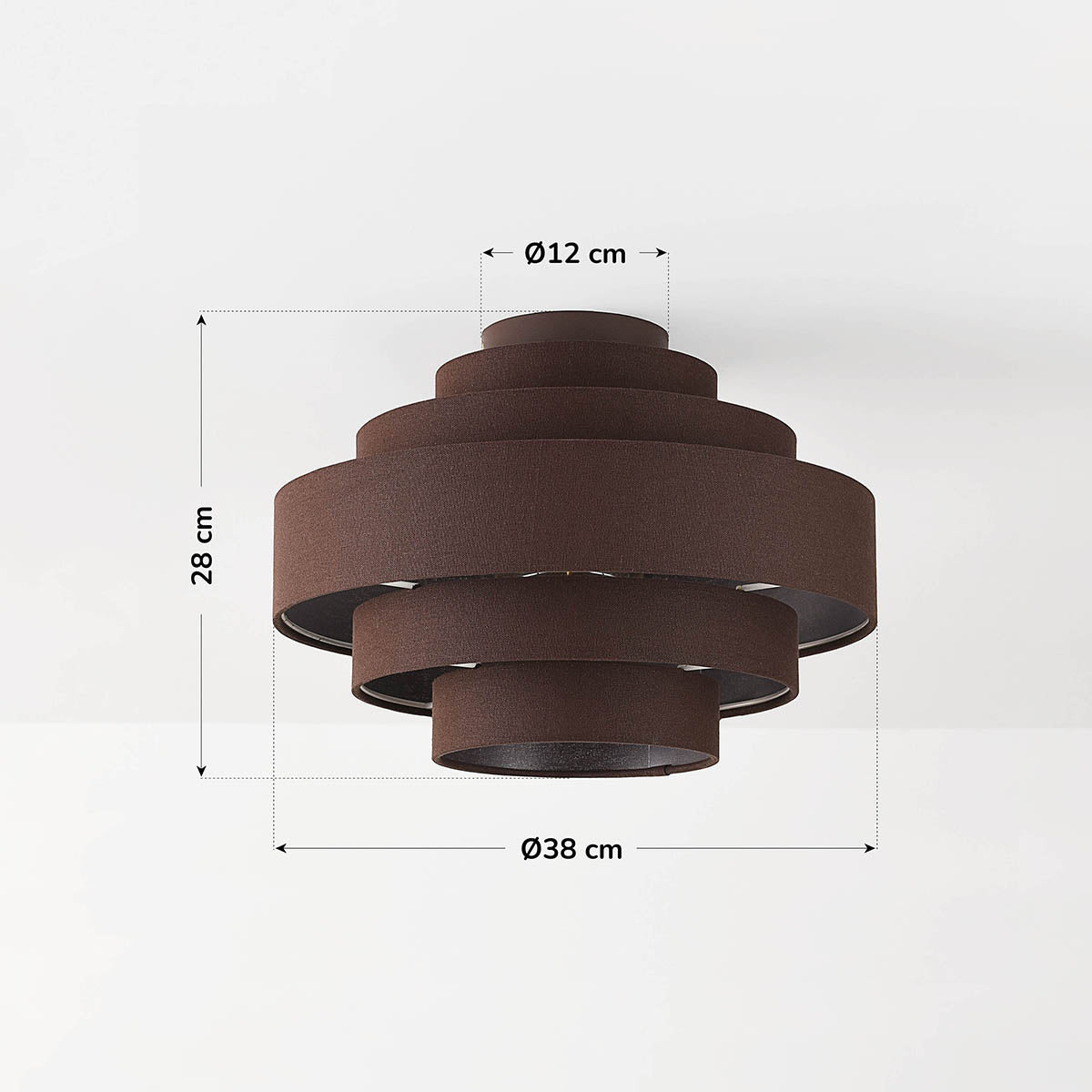 Tiered Fabric Ceiling Light – dark brown layered shade, low profile