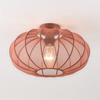 Round Mesh Ceiling Light – terracotta pink, sheer fabric panels, open base