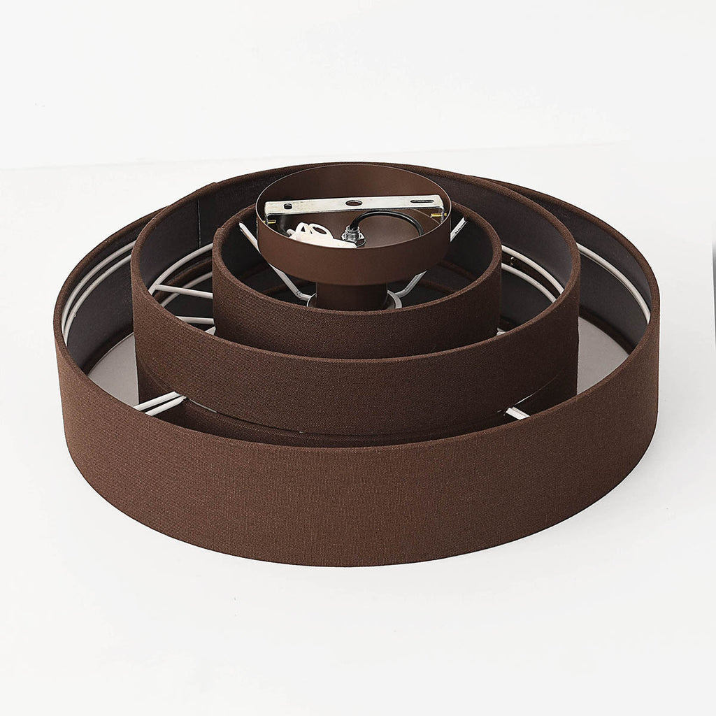Tiered Fabric Ceiling Light – dark brown layered shade, low profile