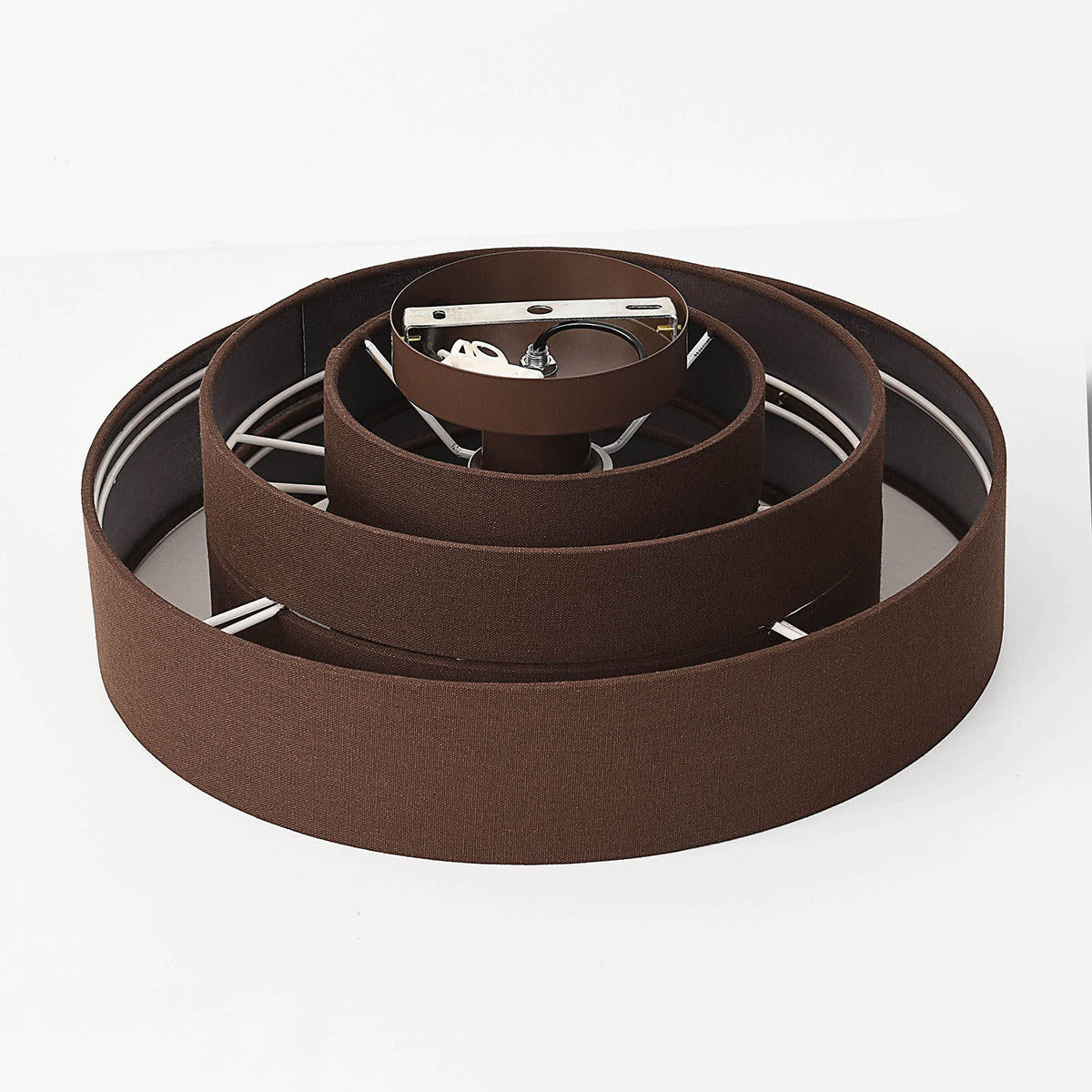 Tiered Fabric Ceiling Light – dark brown layered shade, low profile