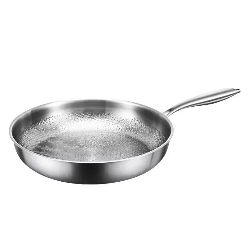 Stainless Steel Honeycomb Frying Pan – hammered non-stick surface, induction, hollow handle