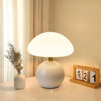 Mushroom Table Lamp – opal dome, glossy ball base, warm LED