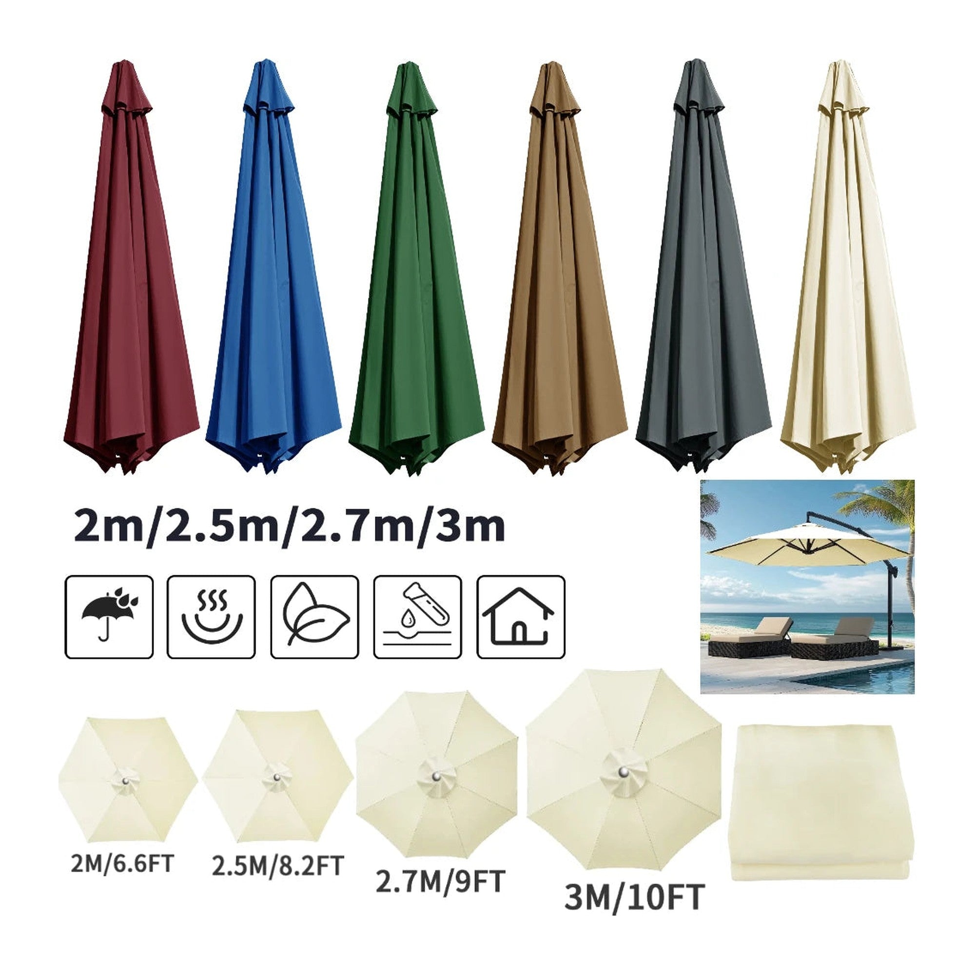 Parasol Replacement Canopy