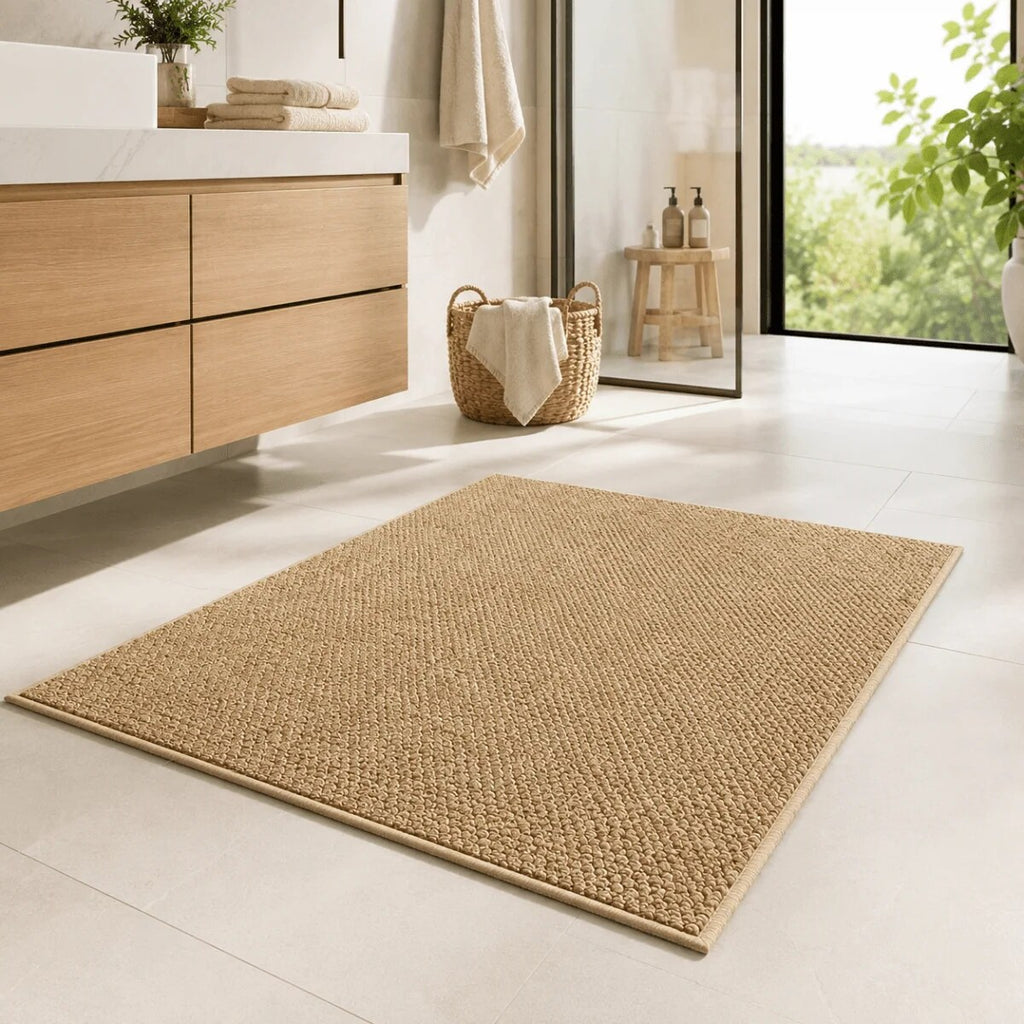 Absorbent Door Mat – woven texture, non-slip backing, machine washable