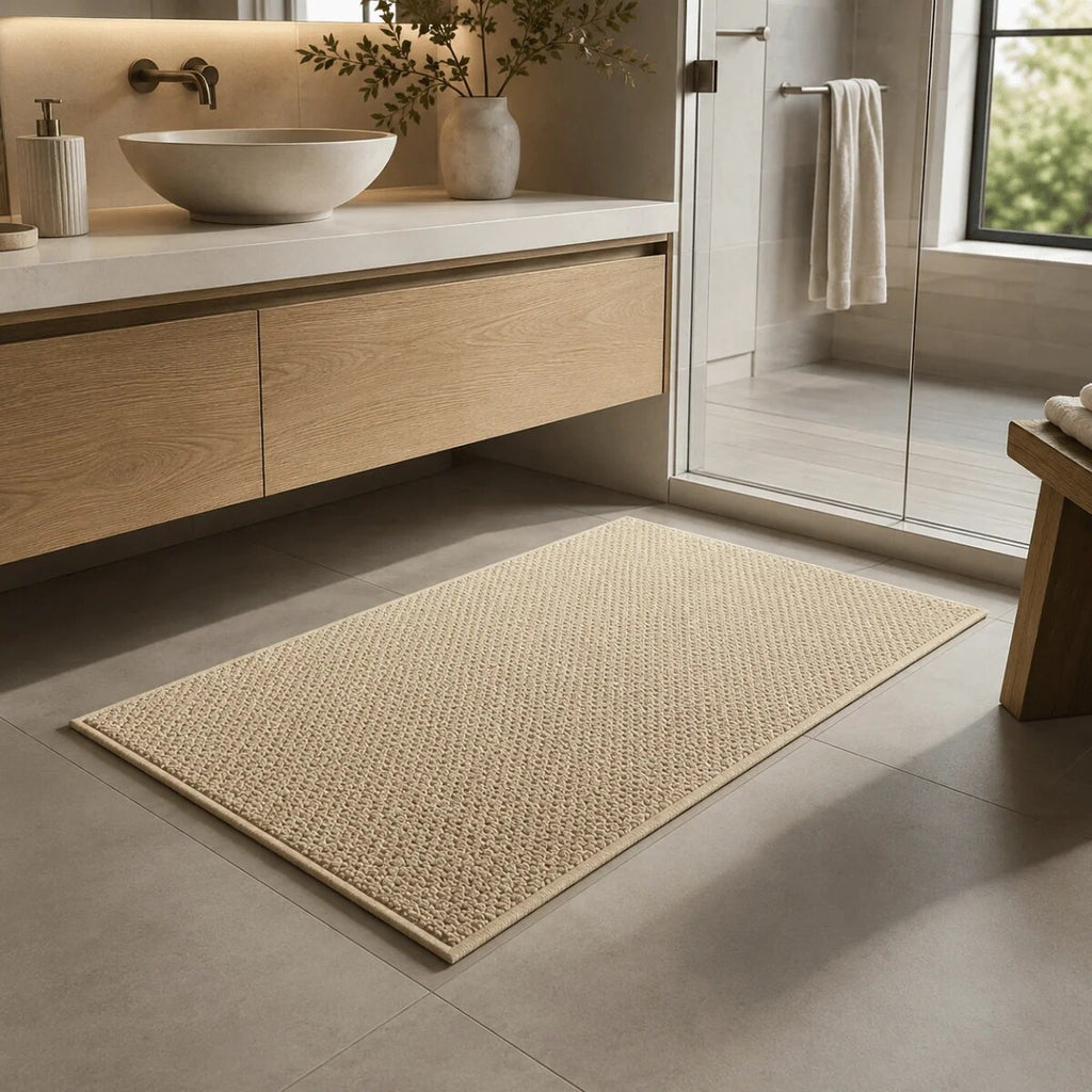Absorbent Door Mat – woven texture, non-slip backing, machine washable