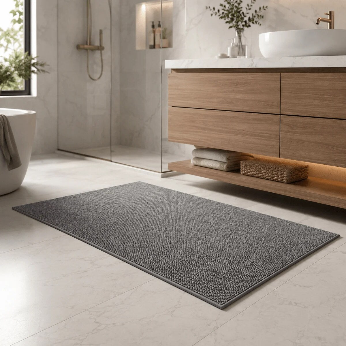 Absorbent Door Mat – woven texture, non-slip backing, machine washable