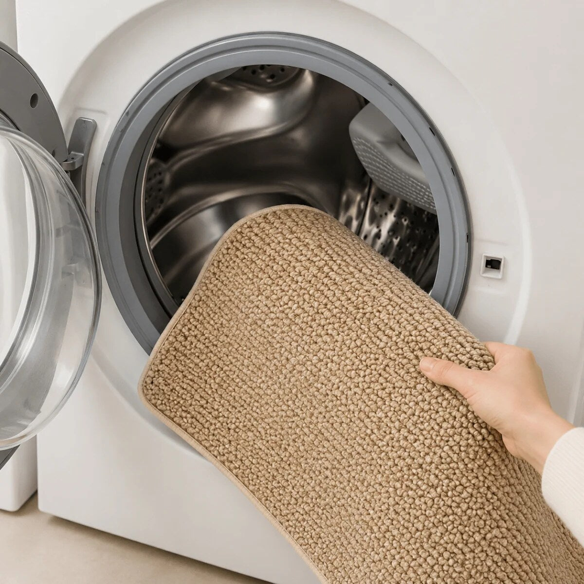 Absorbent Door Mat – woven texture, non-slip backing, machine washable