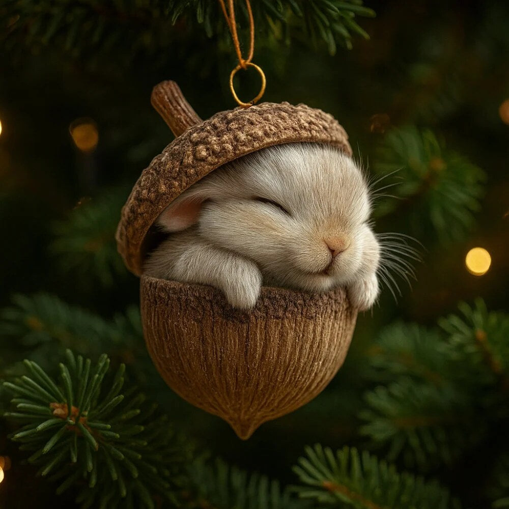Acorn Christmas Ornament – flat acrylic, woodland animal, hanging