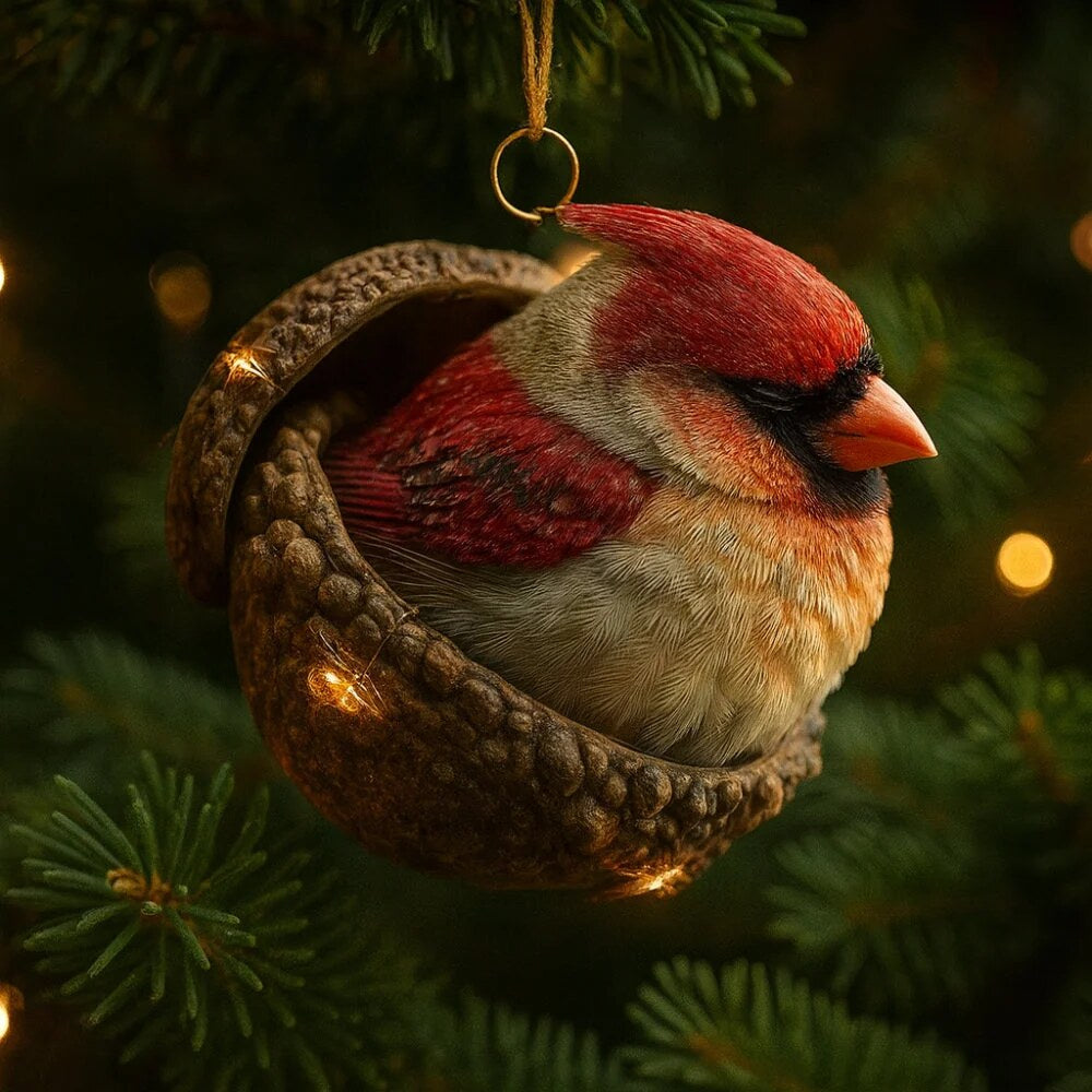Acorn Christmas Ornament – flat acrylic, woodland animal, hanging