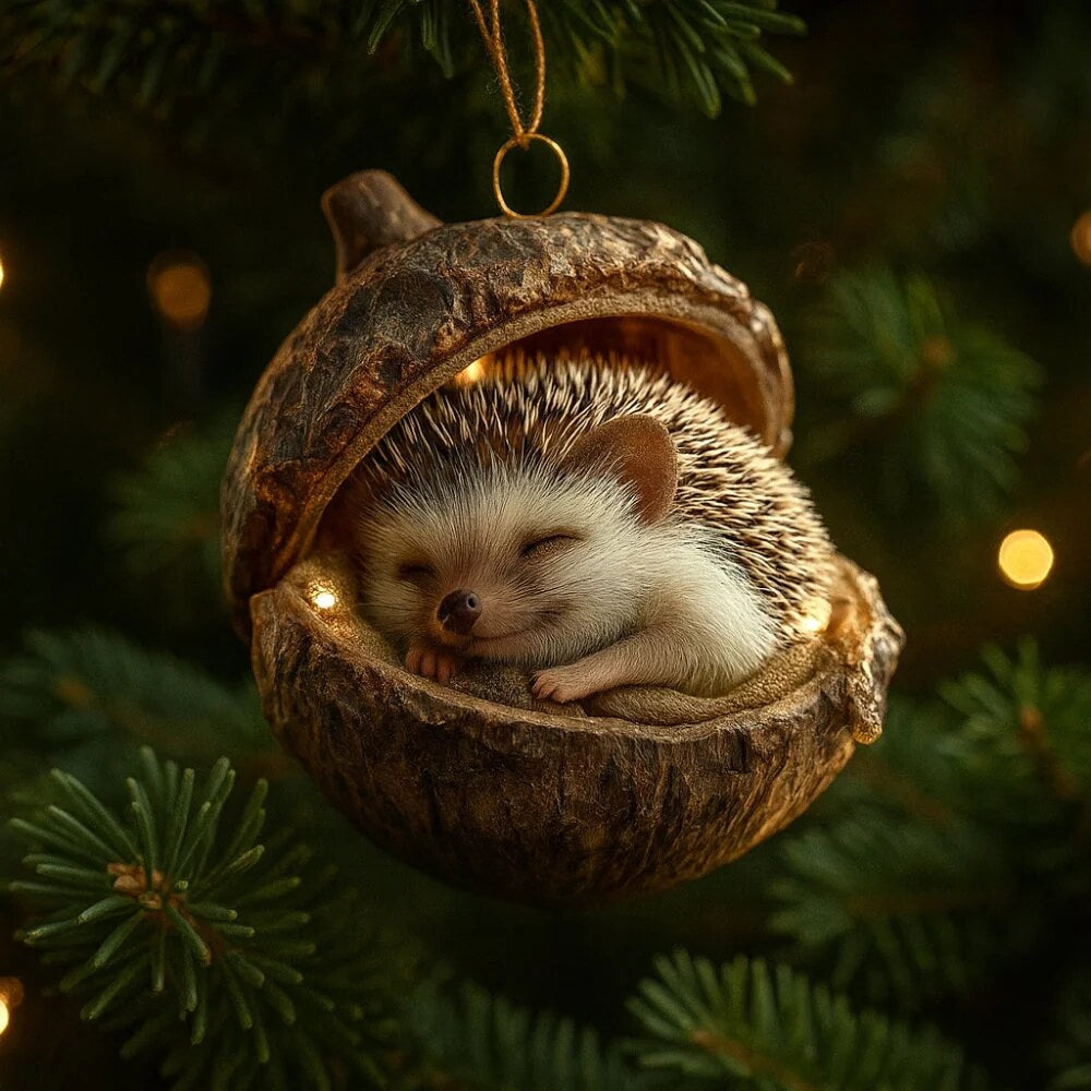 Acorn Christmas Ornament – flat acrylic, woodland animal, hanging