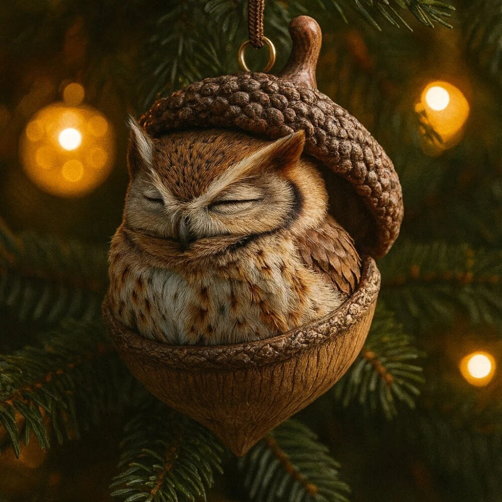 Acorn Christmas Ornament – flat acrylic, woodland animal, hanging